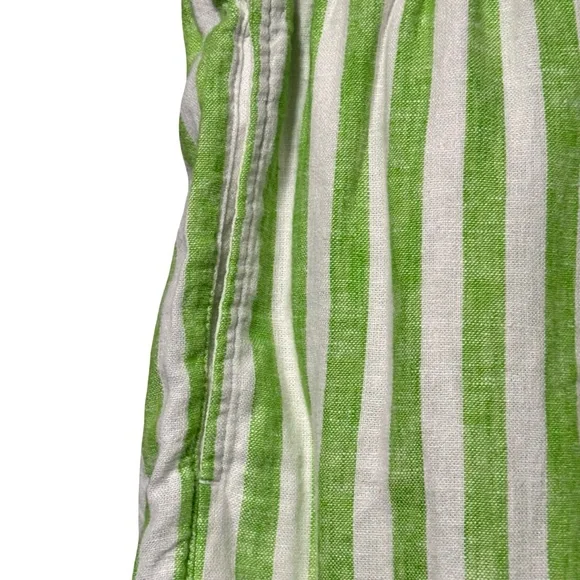 Old Navy Linen Blend Green White Striped Casual Lagenlook Pull On Shorts - Picture 7 of 12